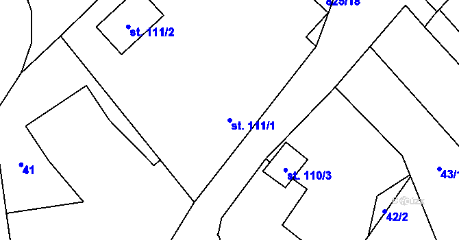 Parcela st. 111/1 v KÚ Loučeň, Katastrální mapa