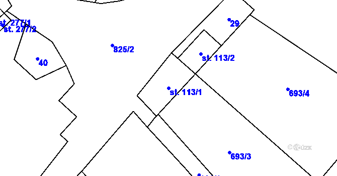 Parcela st. 113/1 v KÚ Loučeň, Katastrální mapa