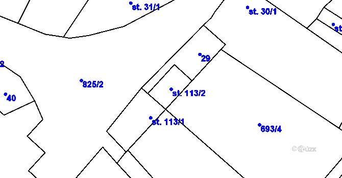 Parcela st. 113/2 v KÚ Loučeň, Katastrální mapa