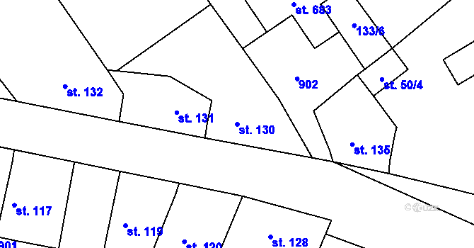 Parcela st. 130 v KÚ Loučeň, Katastrální mapa