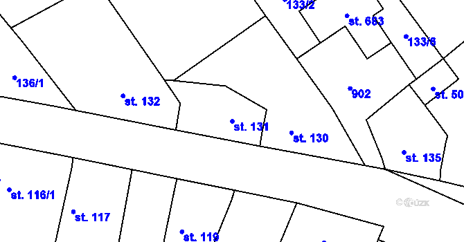 Parcela st. 131 v KÚ Loučeň, Katastrální mapa