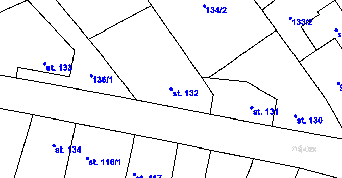 Parcela st. 132 v KÚ Loučeň, Katastrální mapa