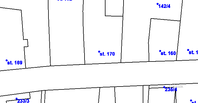 Parcela st. 170 v KÚ Loučeň, Katastrální mapa