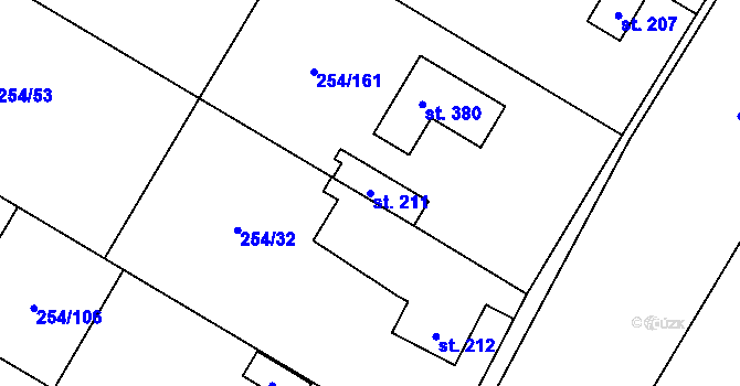 Parcela st. 211 v KÚ Loučeň, Katastrální mapa