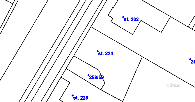 Parcela st. 224 v KÚ Loučeň, Katastrální mapa