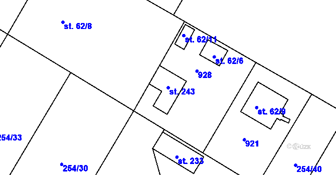 Parcela st. 243 v KÚ Loučeň, Katastrální mapa