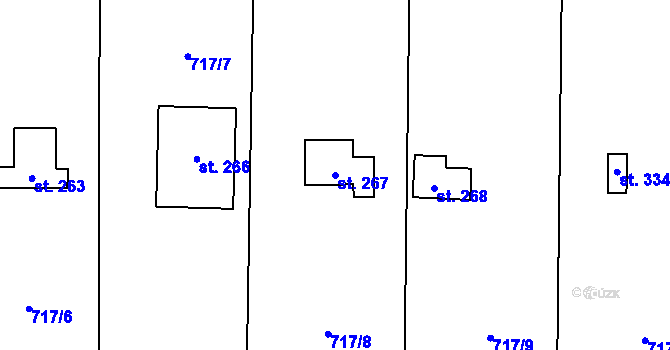 Parcela st. 267 v KÚ Loučeň, Katastrální mapa