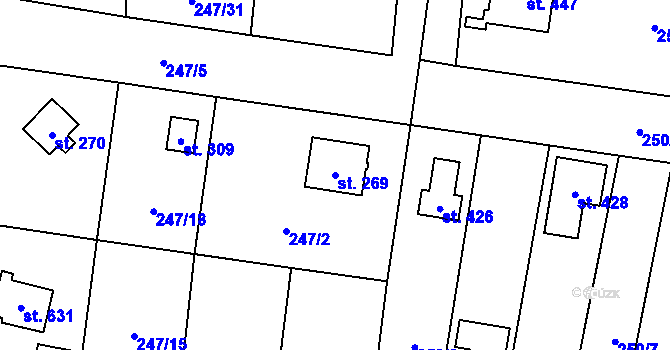 Parcela st. 269 v KÚ Loučeň, Katastrální mapa
