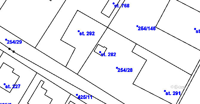 Parcela st. 282 v KÚ Loučeň, Katastrální mapa