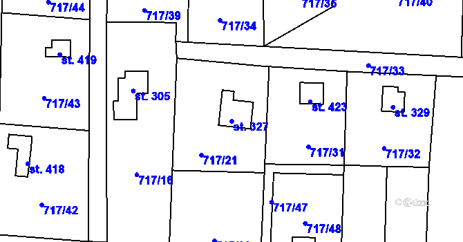 Parcela st. 327 v KÚ Loučeň, Katastrální mapa