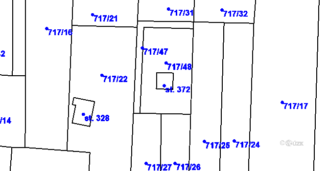 Parcela st. 372 v KÚ Loučeň, Katastrální mapa