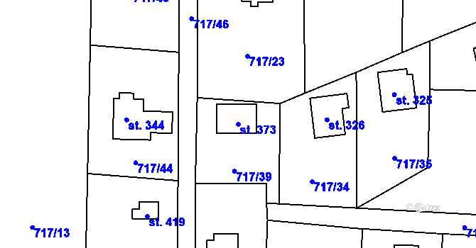 Parcela st. 373 v KÚ Loučeň, Katastrální mapa