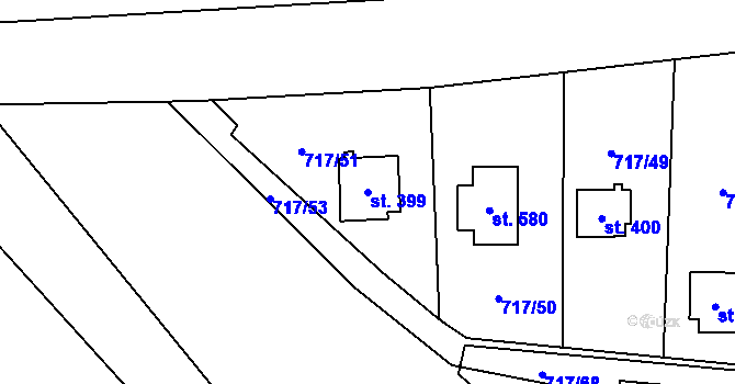 Parcela st. 399 v KÚ Loučeň, Katastrální mapa