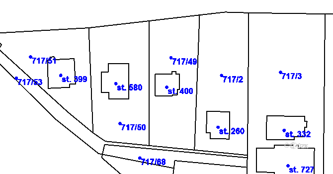 Parcela st. 400 v KÚ Loučeň, Katastrální mapa