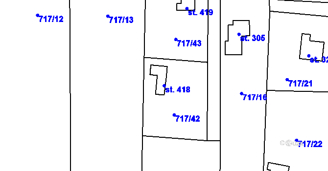 Parcela st. 418 v KÚ Loučeň, Katastrální mapa