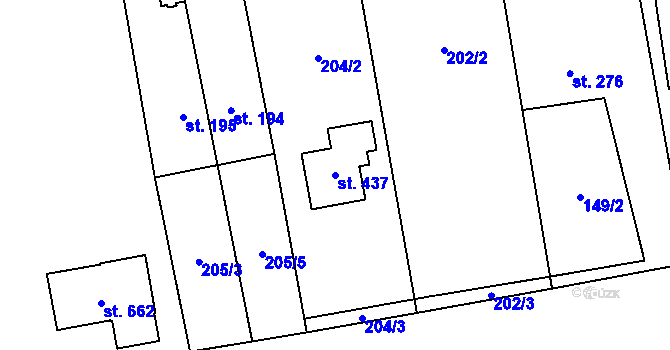 Parcela st. 437 v KÚ Loučeň, Katastrální mapa