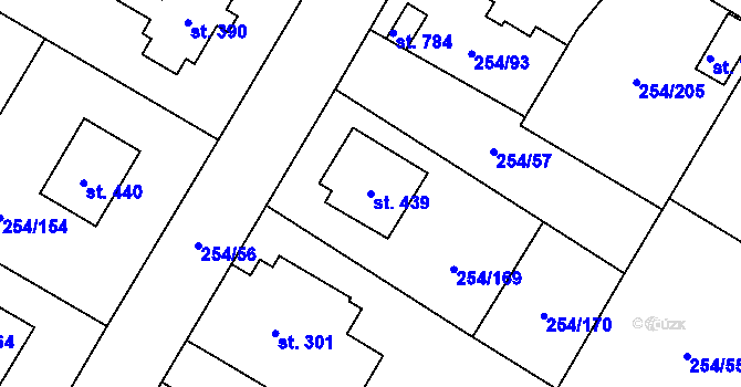 Parcela st. 439 v KÚ Loučeň, Katastrální mapa