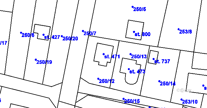 Parcela st. 471 v KÚ Loučeň, Katastrální mapa