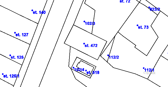Parcela st. 472 v KÚ Loučeň, Katastrální mapa