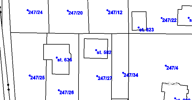 Parcela st. 582 v KÚ Loučeň, Katastrální mapa