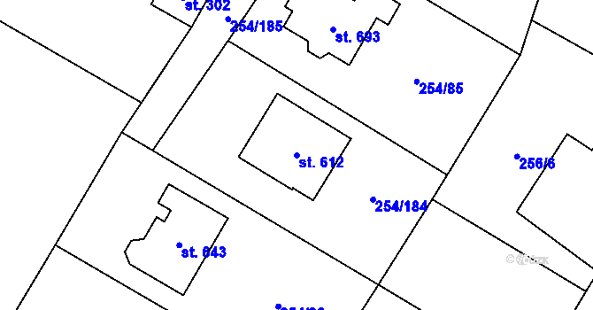 Parcela st. 612 v KÚ Loučeň, Katastrální mapa