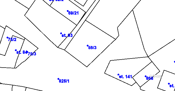 Parcela st. 59/3 v KÚ Loučeň, Katastrální mapa