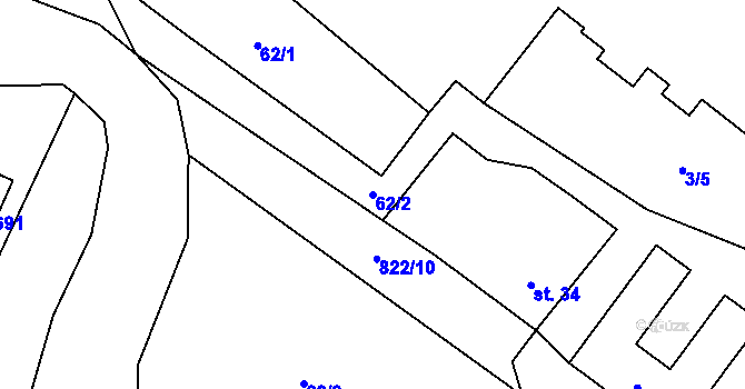 Parcela st. 62/2 v KÚ Loučeň, Katastrální mapa