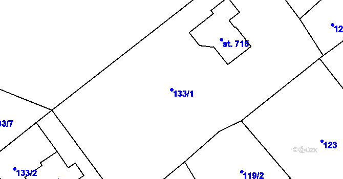 Parcela st. 133/1 v KÚ Loučeň, Katastrální mapa