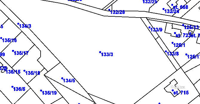 Parcela st. 133/3 v KÚ Loučeň, Katastrální mapa