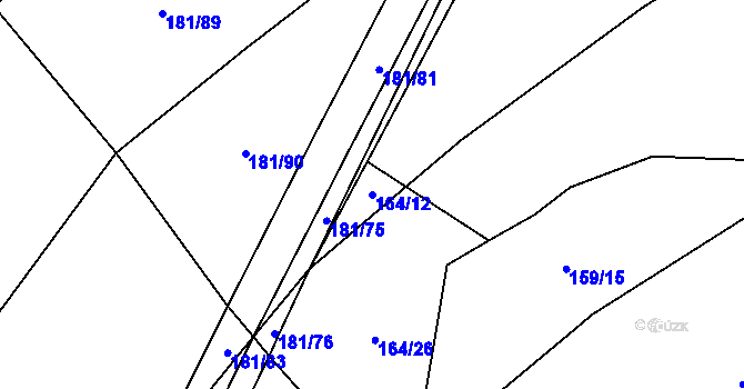 Parcela st. 164/12 v KÚ Loučeň, Katastrální mapa