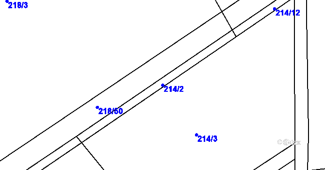 Parcela st. 214/2 v KÚ Loučeň, Katastrální mapa