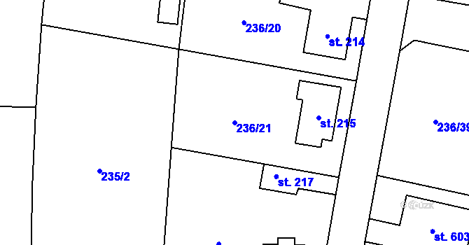 Parcela st. 236/21 v KÚ Loučeň, Katastrální mapa