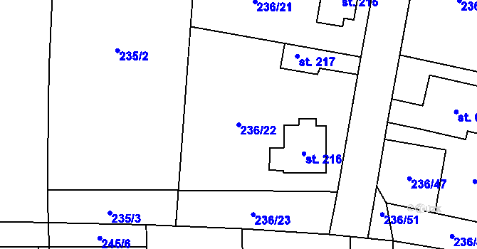Parcela st. 236/22 v KÚ Loučeň, Katastrální mapa