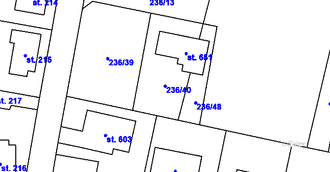 Parcela st. 236/40 v KÚ Loučeň, Katastrální mapa