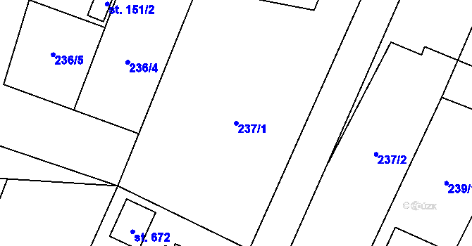 Parcela st. 237/1 v KÚ Loučeň, Katastrální mapa