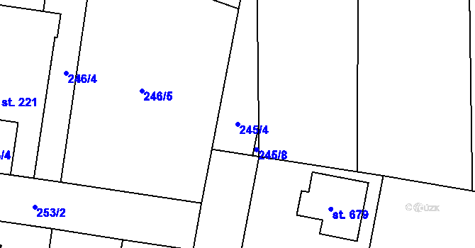 Parcela st. 245/4 v KÚ Loučeň, Katastrální mapa