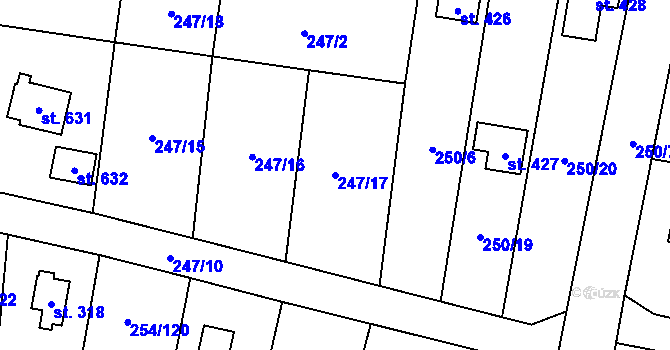 Parcela st. 247/17 v KÚ Loučeň, Katastrální mapa