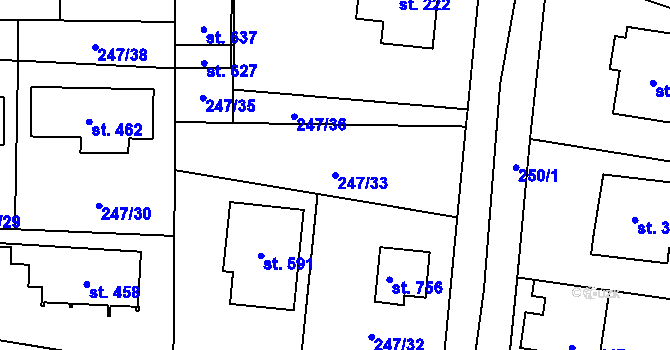 Parcela st. 247/33 v KÚ Loučeň, Katastrální mapa