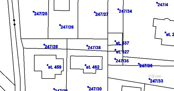 Parcela st. 247/38 v KÚ Loučeň, Katastrální mapa