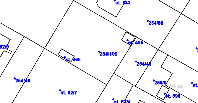 Parcela st. 254/100 v KÚ Loučeň, Katastrální mapa
