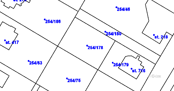 Parcela st. 254/178 v KÚ Loučeň, Katastrální mapa