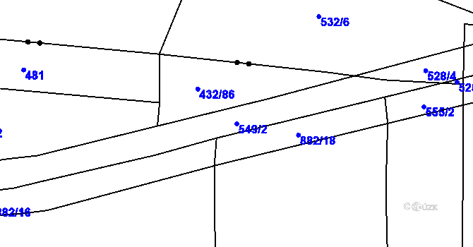 Parcela st. 549/2 v KÚ Loučeň, Katastrální mapa