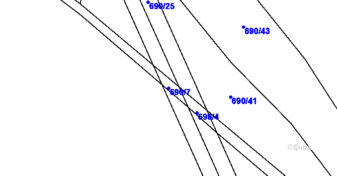 Parcela st. 690/7 v KÚ Loučeň, Katastrální mapa