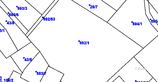 Parcela st. 692/1 v KÚ Loučeň, Katastrální mapa