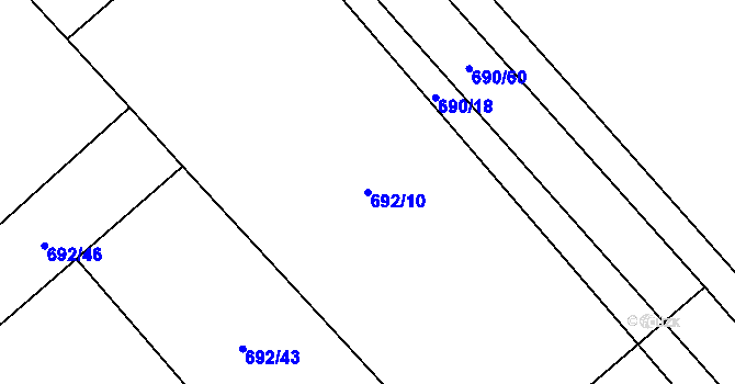 Parcela st. 692/10 v KÚ Loučeň, Katastrální mapa