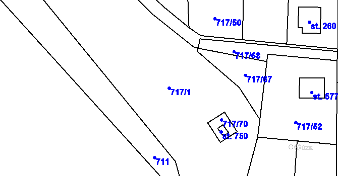 Parcela st. 717/1 v KÚ Loučeň, Katastrální mapa