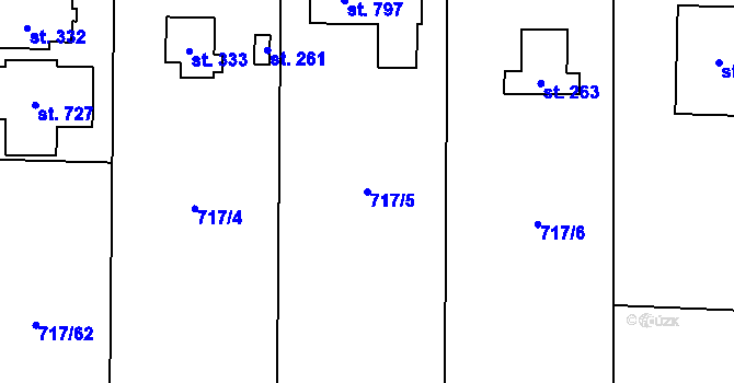 Parcela st. 717/5 v KÚ Loučeň, Katastrální mapa