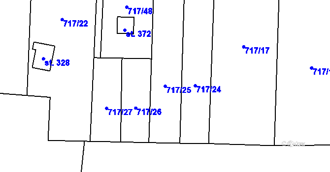 Parcela st. 717/25 v KÚ Loučeň, Katastrální mapa