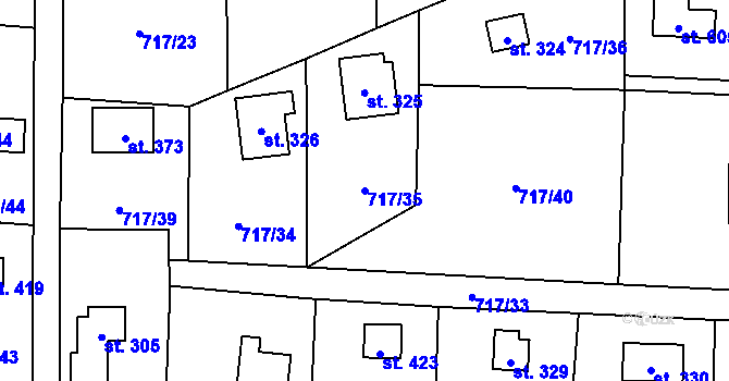 Parcela st. 717/35 v KÚ Loučeň, Katastrální mapa