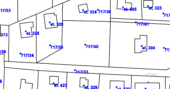 Parcela st. 717/40 v KÚ Loučeň, Katastrální mapa